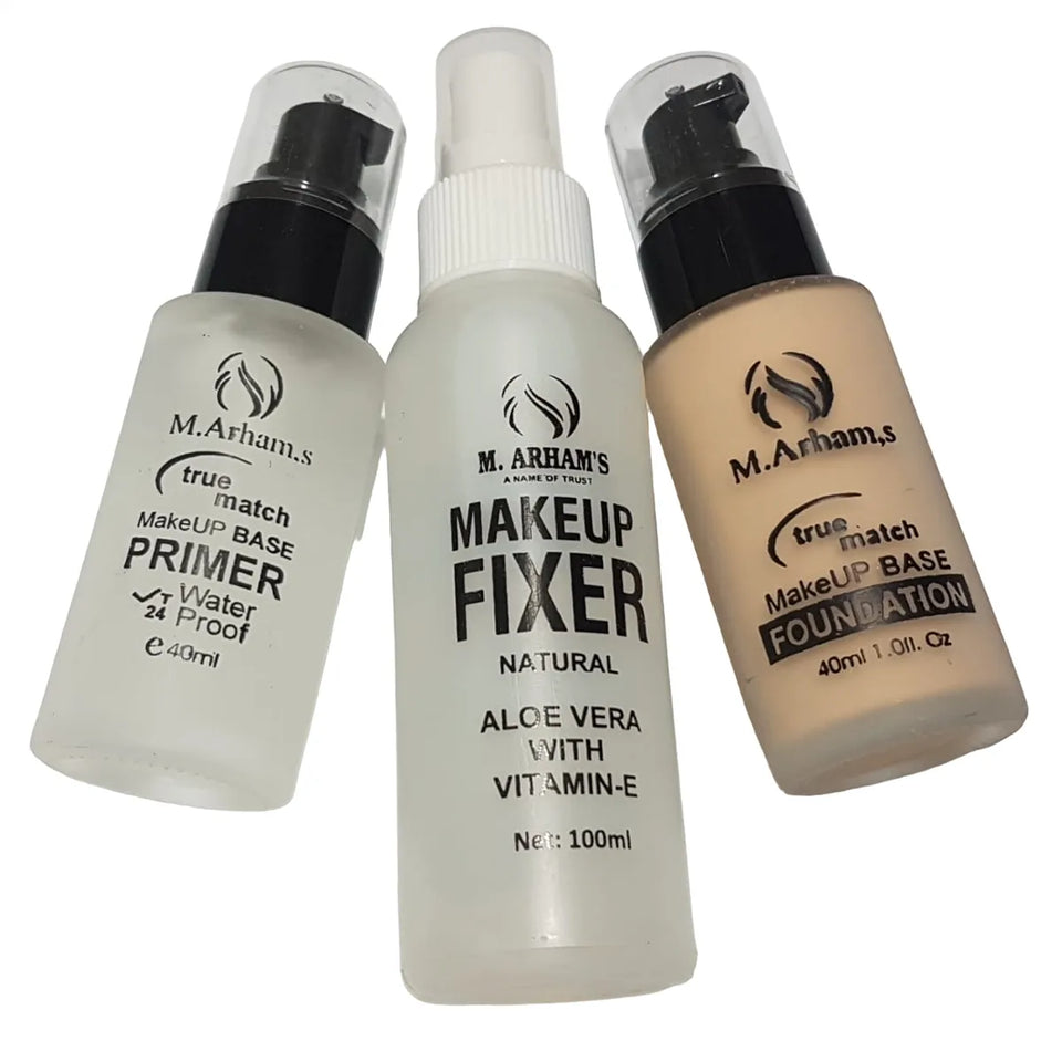 Deal of 3 Items Makeup Fixer, Liquid Foundation and Poreless Primer