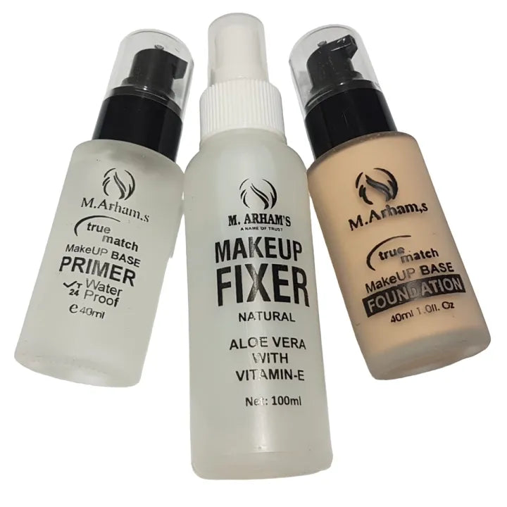 Deal of 3 Items Makeup Fixer, Liquid Foundation and Poreless Primer
