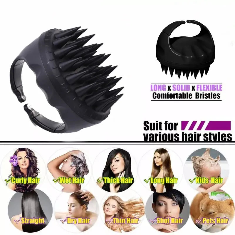 Hair Scalp Brush Shampoo Massager Long Silicone Bristles, Easily Reach the Root of Thick Curly Hair for Dandruff Removal and Hair Growth Silicone Soft Skin Friendly Hainasping Massager Comb SPA Massage Brushed Hair Too Salon